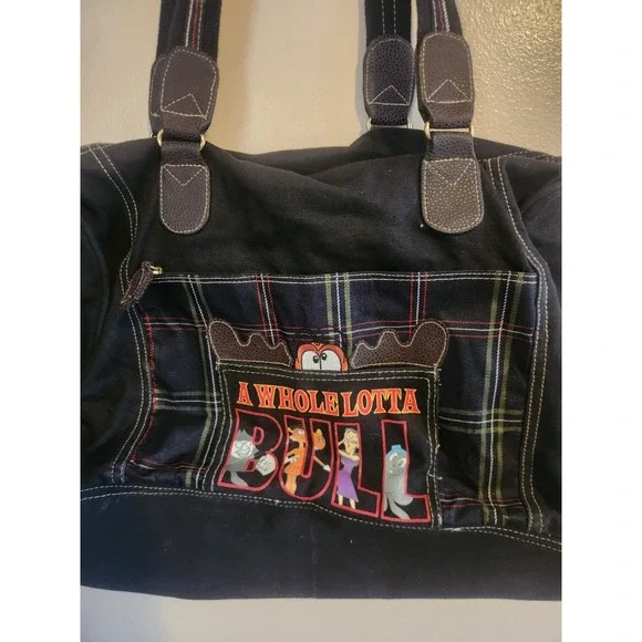 Rocky And Bullwinkle Tote Bag Black Universal Wardrobe Prop Depart Bag Bazaar - Picture 2 of 7
